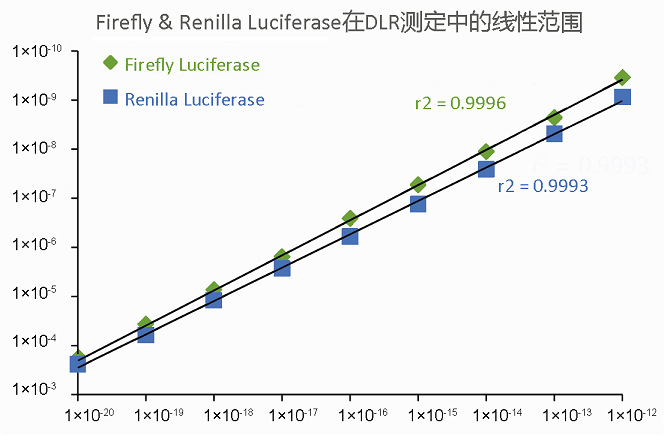 在DLR檢測(cè)中用GloMax 20/20測(cè)定的海腎螢光素酶、螢火蟲螢光素酶的線性動(dòng)態(tài)范圍.jpg