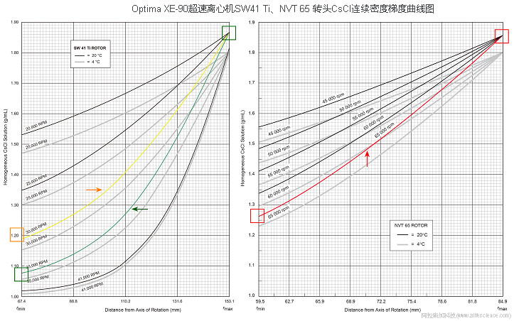 Optima XE-100_Optima XE-90_Optima XPN-100_Optima XPN-90_Optima XPN-80 超速離心機NVT 65近垂直轉頭 SW41 Ti水平轉頭CsCl連續(xù)密度梯度曲線.jpg
